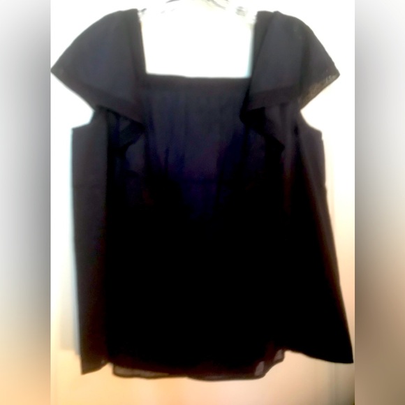 NWT Draper James Maren Square Neck Top in Nassau Navy with Embroidered Stripe - Picture 3 of 6